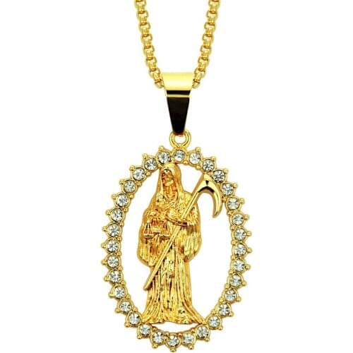 Men with Crystal Man Collections Hiphop Street-Dance Club Hyper Cool Male Death Jewelry Gift