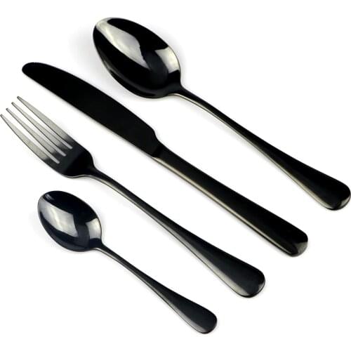 New Black Cutlery Set Dinnerware Set Mirror Tableware Stainless Steel Dinner Knife Fork Dessert Scoops Kitchen Accessoy 1 pcs