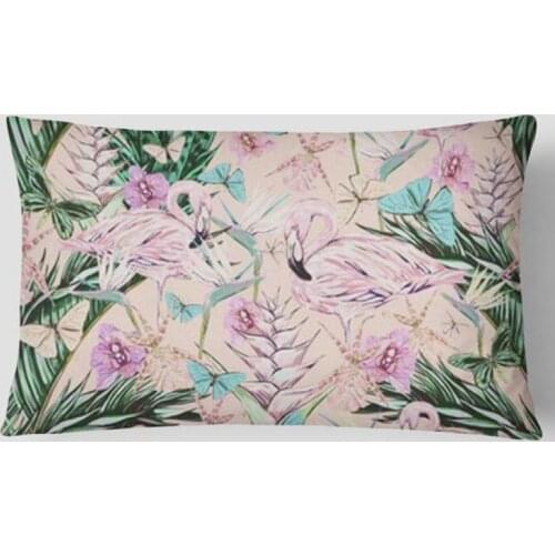 Tropical Plant Cushion Cover Green Leaves Banana Leaf Monstera Lotus Flower Pink Flamingo Pineapple Pillow Case 30*50cm For Home