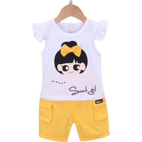 New Summer Children Cute Fashion Clothing Baby Girls Catoon T Shirt Shorts 2Pcs/sets Kid Infant Clothes Toddler Casual Tracksuit