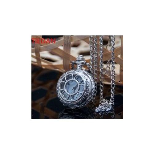 New silver small size sunflower necklace pocket watches antique cartoon women Mens children gift 10pcs/lot