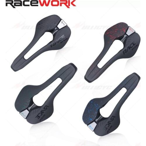 New arrival RACEWORK Mountain Road Bike Seat Saddle Cushion Microfiber Leather Hollow Comfortable Breathable Folding Bike Seat B