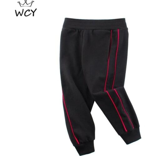 Fall Spring Kids Pants Casual Black Boys Clothes Side Stripe Spliced Fashion Outwear Boys Clothes Elastic Waist Harem Trousers
