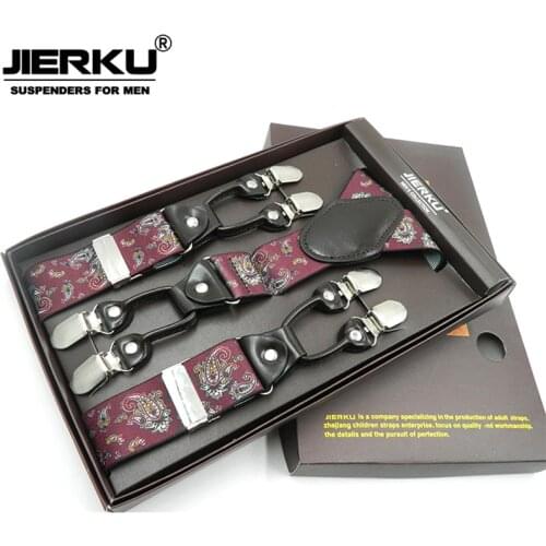 JIERKU Suspenders Mans Braces 6 Clips Suspensorio Fashion Trousers Strap Father/Husbands Gift 3.5*120cm