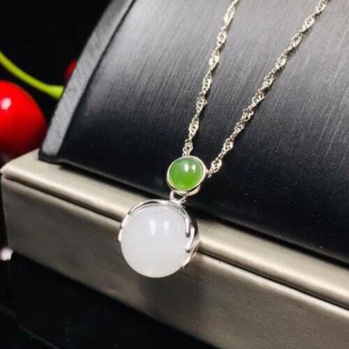 Natural Chinese White Green Jade Charm Jewelry Engraved Fashion Accessories Hand-Carved Man Luck Amulet Pendant Necklace