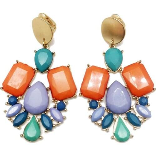 Mixed Color Geometric Alloy Clip Earring