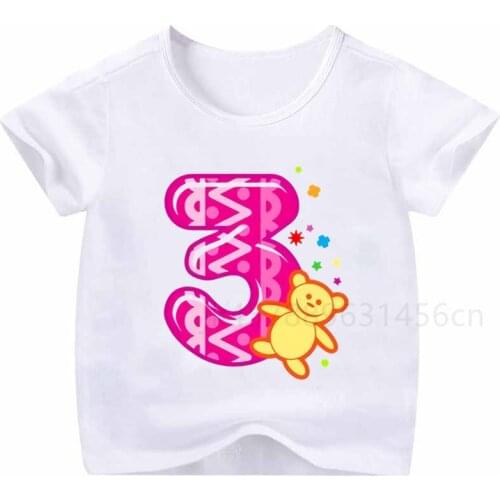 Number Printing Birthday Shirt Short Sleeve Round Neck Cute Children Funny Clothes Birthday Gift Number T-shirt 1-9