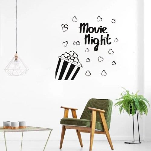 Cute Carton Popcorn Music Gaming Movie Wall Vinyl Decal For Living Room Cinema Waterproof Removable Wall Decal ov307
