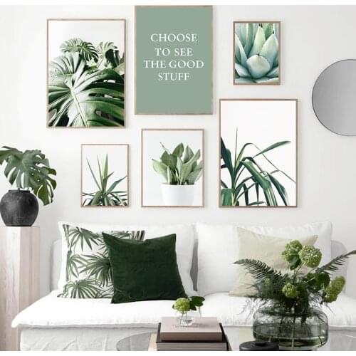 Modern Green Plant Flower Decor Picture Art Small Fresh Home Decor Canvas Painting Bedroom Living Room Office Printing Poster