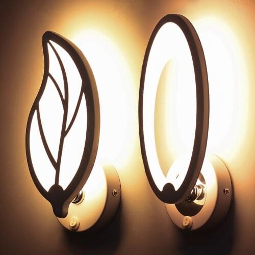 LED Wall Lamps 2835 Oval Light with Switch 7W 85-265V AC Warm White Leaf Lights Living Room Decor Indoor Lighting Aluminum