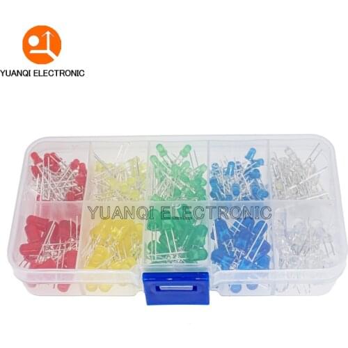 Light Emitting Diodes 5 Colors Electronic Components 3mm / 5mm Assorted Color DIY LED Light Emitting Diodes Set Box