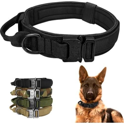 Tactical Dog Collar Nylon Pet Dog Collar Adjustable Military Dog Training Collars Quick Control Handle For Medium Large Dogs