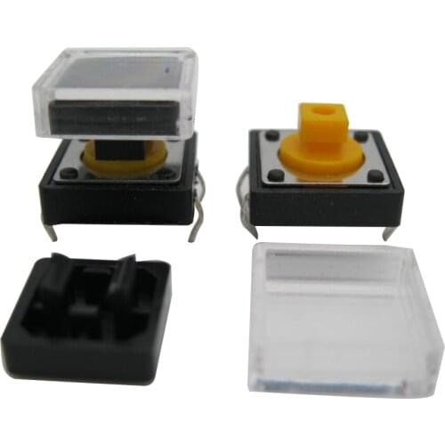 50pcs B3F Tactile Push Button Switch+black color hat 50pcs+transparent cap 50pcs Momentary Tact Touch Micro switch 12x12x7.3mm