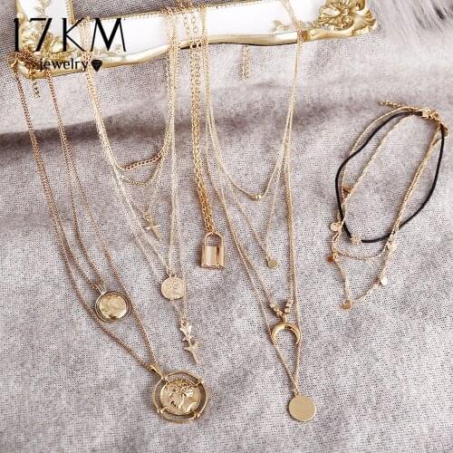 Vintage Gold Round Necklaces Coin Necklaces For Women Girl Long Coin Pendant & Necklace 2019 Female Fashion Jewelry Gift