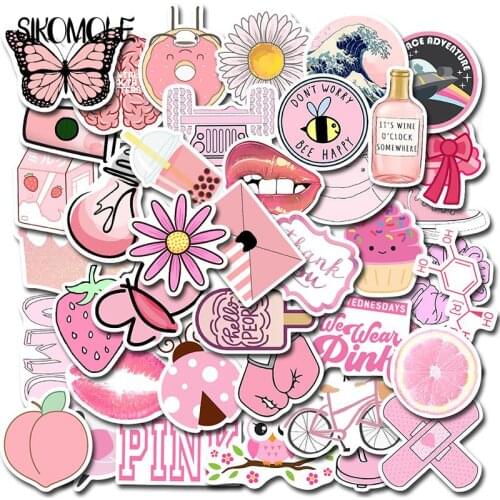 50PCS Cartoon Pink VSCO Stickers For Chidren Toy Waterproof Sticker DIY Suitcase Laptop Bicycle Helmet Car Decals For Girl F4