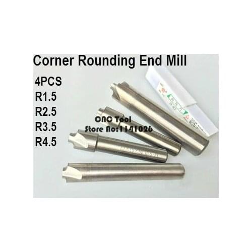 - 4pcs New 2F Corner Rounding End Mill R1.5-R4.5 Endmill Tool Milling Cutter