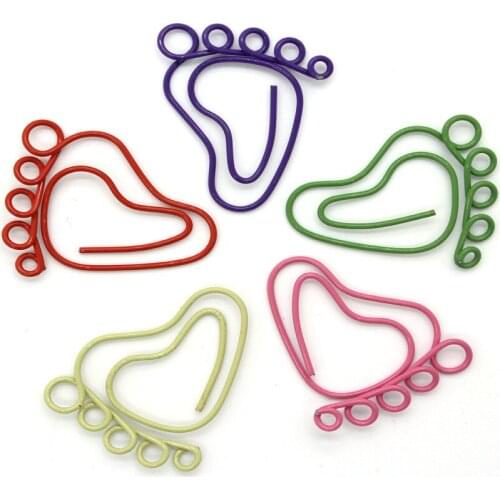 800pcs Cute Metal Foot Shape Paper Clips Decorative Kawaii Office Desk Accessories School Stationery Items Paperclips