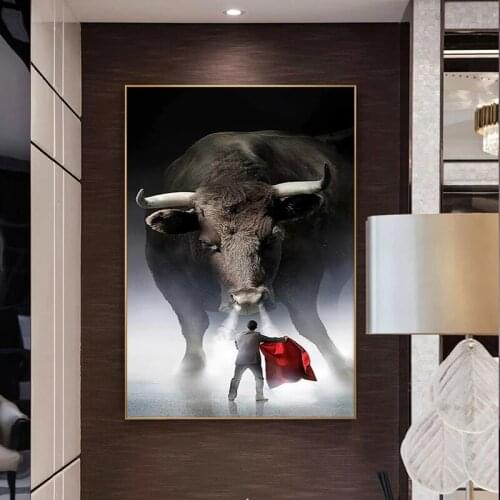 5D DIY Diamond Painting Spanish Bull Fight Full Drill Cross Stitch Kits Animal Mosaic Rhinestone Picture Embroidery Home Decor