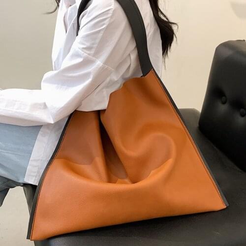 Soft PU Leather Big Tote Bags Simple Fashion Handbags for Women Shopping Shoulder Bags Brown White Black Green Bolsa Feminina