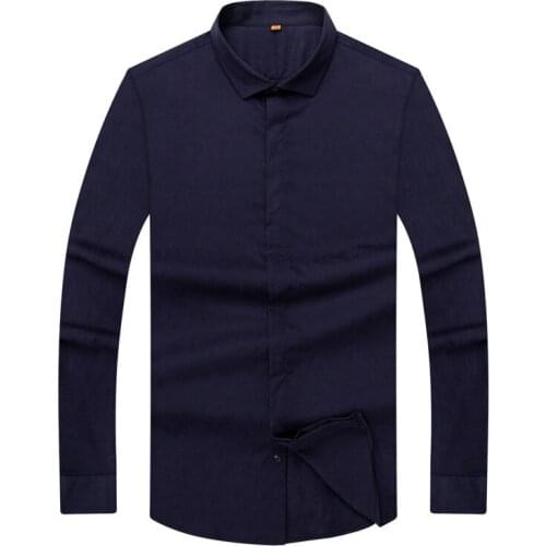 8XL7XL 6XL Brand Solid Dress Shirt Men Long Sleeve Big Size Combed Cotton Casual Shirts Men Formal Dress Shirt Mens Clothes