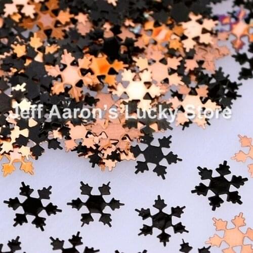 Black metal nail foil decals slice 3d nail art decorations tools nail sequin winter snowflak design