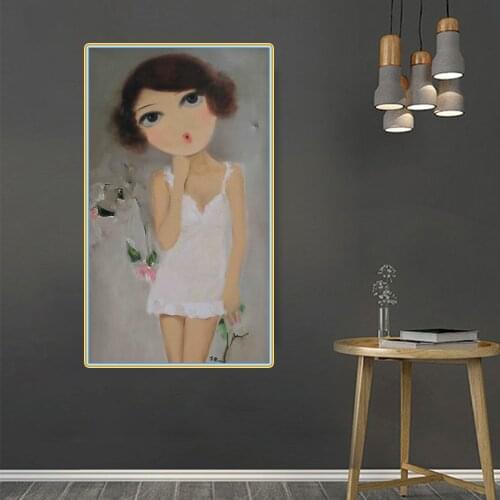 Citon Beautiful woman in pajamas Chinese style Canvas Modern Art Oil Painting Artwork Poster Picture Wall Decor Home Decoration