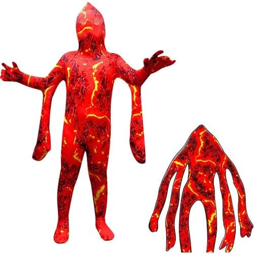 Halloween Costumes for Kids Horror Volcano Magma Cosplay Bodysuit Boys Girls Fancy Party Clothing Children Fantasia Jumpsuits