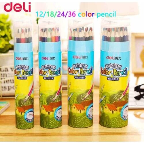 Deli color pencil set Wooden Painting Colorful Pencils for student child artist drawing paint supplies 12/18/24/36 color Pencils