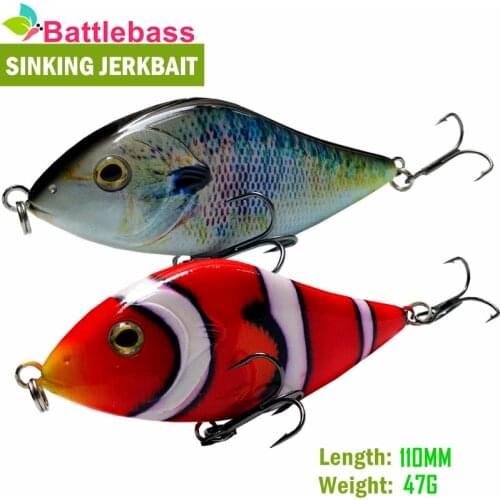 Battlebass Slider Jerkbait 10cm 45g Jerk Bait Sinking Hard Plastic Fishing Lures Bass Pike Musky Wobbler Bait Fishing Tackle