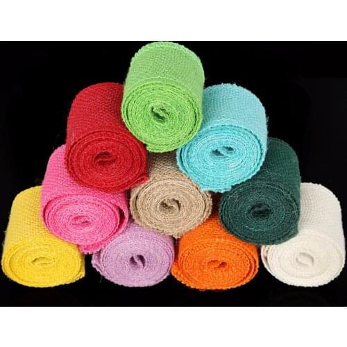 2M Natural Jute Burlap Lace 6cm Jute Ribbon Hessian Ribbon Trims Tape Rustic Wedding Decor Event&Party Supplies