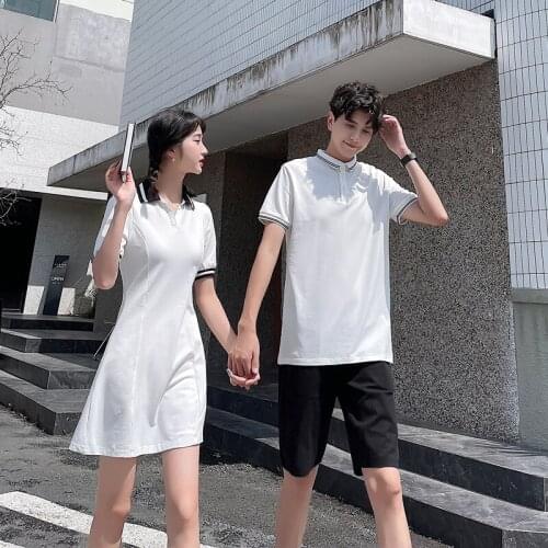 【 F35#】The couple outfit 2021 new style outfit temperament suit short sleeve dress couples clothes couples clothing
