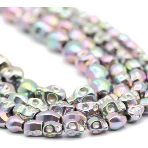 Skull Head Shape Light Purple Hematite Natural Stone Spacer Loose Beads For Jewelry Making DIY Handmade Bracelets 4x6/6x8/8x10MM