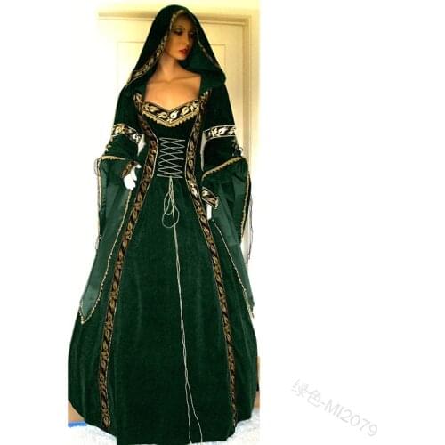 Gothic Medieval Dress Cosplay Carnival Halloween Costume for Women Retro Vestidos Court Long Robe Noble Princess Palace Party