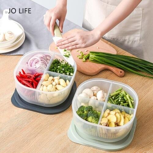 JO LIFE Fresh-Keeping Box Compartmentalized Case With Lid Refrigerator Food Storage Container Kitchen Onion Seal Box