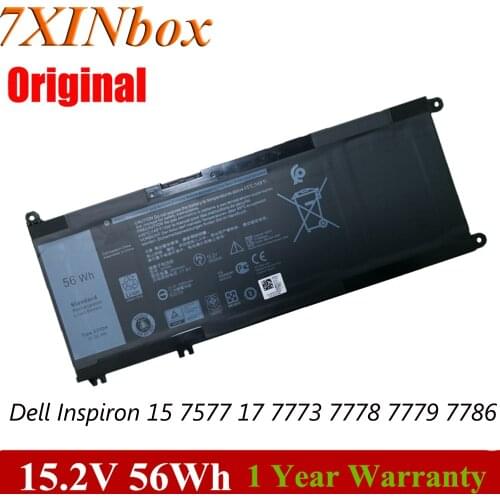 7XINbox 15.2V 56Wh 33YDH PVHT1 99NF2 Laptop Battery For Dell Inspiron 15 7577 17 7773 7778 7779 7786 3579 5587 7588 3590 3779