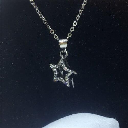 Cute Star shape Pendant AAAAA zircon cz 925 sterling silver Engagement Wedding Pendants with necalace for women Bridal Jewelry
