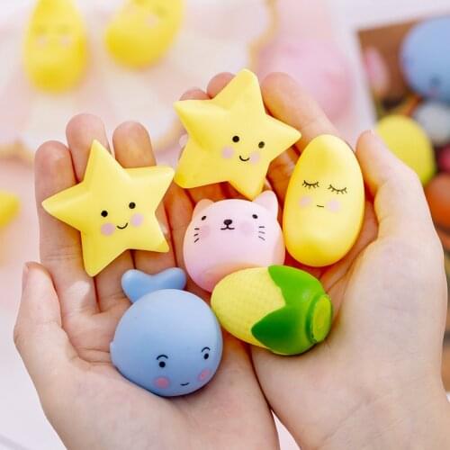 Mini Cute star cat Squishy squeeze sound Kawaii Heal Fun Kids Squeeze Toy for children Stress Relief Decor Silicone Cartoon Toys