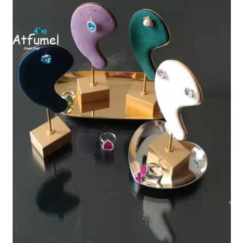 Fashion Earring Stand Microfiber Earring Holder Ear-shaped Ear Clip Stud Jewelry Display Organizer Stand Multicolor Earring Rack