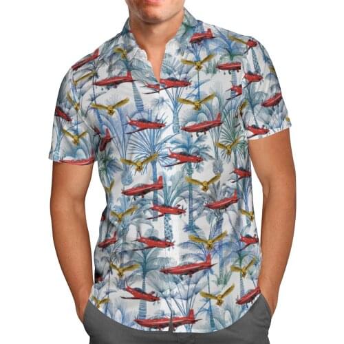 Cool Plane 3D Beach Hawaiian 2021 Summer Mens Shirt Short Sleeve Shirt Streetwear Oversized 5XL Camisa Social Chemise Homme-153