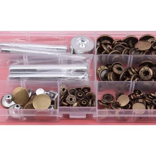 Metal Snap On Buttons Set Press Studs With 4PCS Fixing Tools And 1 Pcs Punch Pliers For Leather, Wallet And Clothes