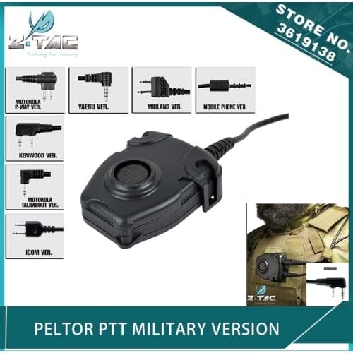 Z-Tactical Peltor PTT Push To Talk Military Standard Version for Bowman Elite II Military Headset Comtac II ZSordin Headphone
