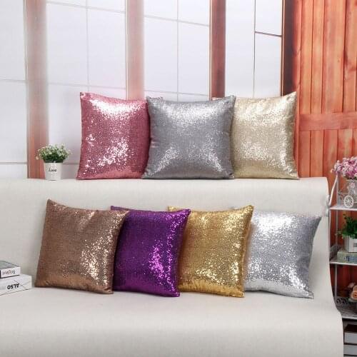 Pillowcase Solid Color Glitter Silver Sequins Bling Throw Pillow Case Pillowcover for Sofa Home Decor Cushion Cover Decorative