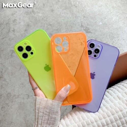 Neon Fluorescent Candy Color Clear Case For iPhone 12 11 Pro Max 12 Mini X XR XS Max 6 6S 7 8 Plus SE2020 Transparent Soft Cover