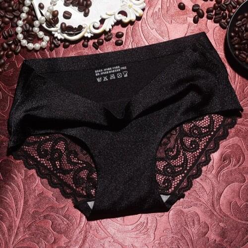 New lace side brushed sexy seamless womens underwear cotton bottom block womens briefs breathable womens underwear