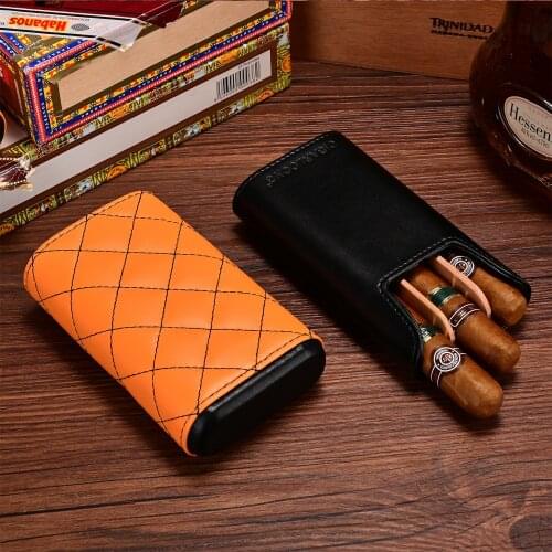 CIGARLOONG New arrival Portable Leather Cigar Case 3 Tubes Holder Humidor Box Travel Cigar Accessories With Gift Box