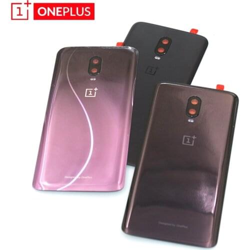 Original Glass For OnePlus 6T Back Battery Cover Door Rear Glass One plus 6t Battery Cover 1+6T Housing Case With Camera Lens