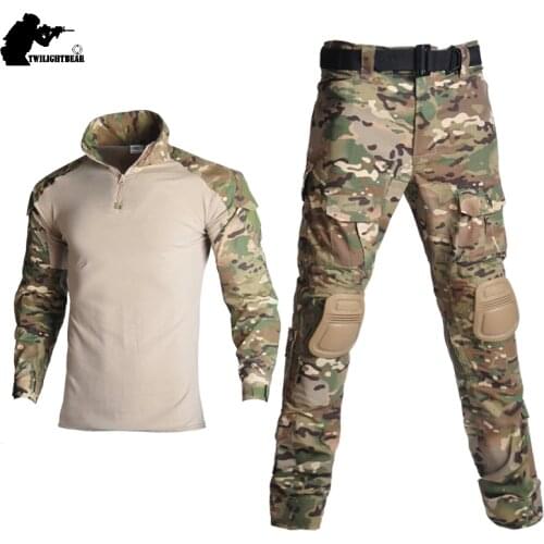 Army Camouflage Tactical Sets Airsoft Paintball Military Shooting Uniform Combat Shirts Cargo Pants Elbow/Knee Pads Suits