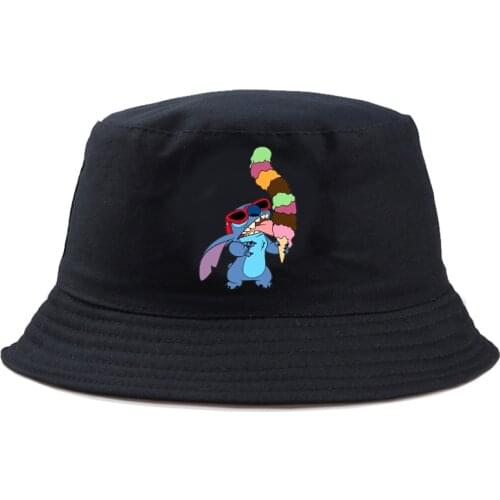 Disney Stitch Lilo Gorros Brand Cotton Bucket Hat Child Foldable Panama Man Women Fashion Cute Hat Casual Street Fishing Hat