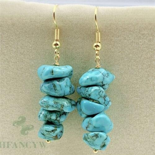 Natural Turquoise Pendant Earrings 18k Ear Stud Gift Wedding charm Jewelry Luxury Aurora Natural AAA Real