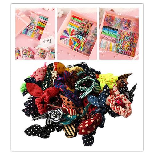 Girls Multicolor Headwear Hairpins Hair Band Elastic Headdress Gift Hair Clip Set Cute Hair Accessories